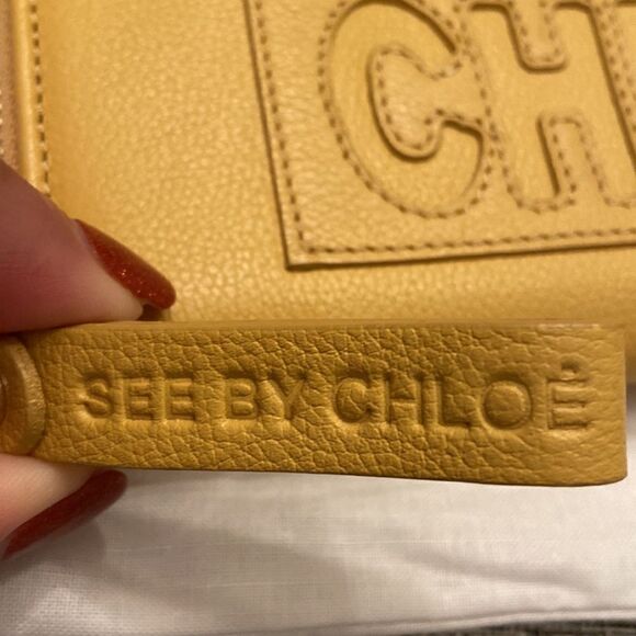 See by Chloe long Wallet wristlet Mustard color NWT zipper closure - Picture 5 of 11